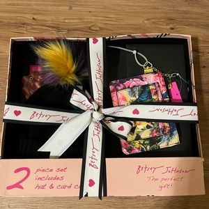 Two piece Betsey Johnson gift set. Hat/Wristlet